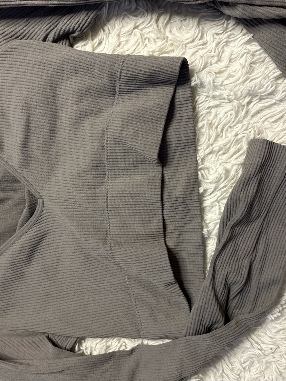 GARAGE Ribbed Knit Crop Top in Taupe Grey